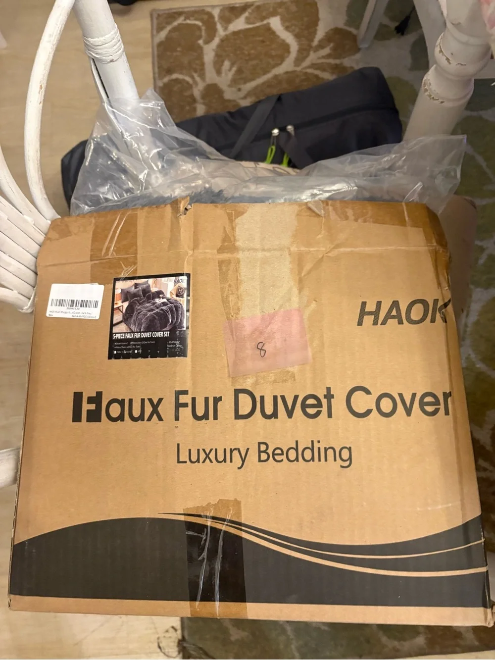 New Open Box Plush Shaggy Duvet Cover Set - 5 Pieces Faux Fur Fluffy Bed Sets/Q